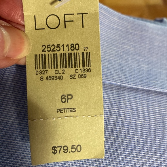 NWT Loft Blue Ruffle Hem Cropped Ankle Pants Size 6P Petite - Picture 12 of 12